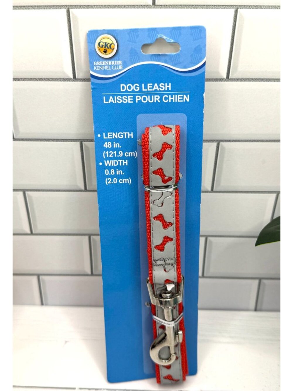Greenbrier Kennel Club Dog Leash Red With Bone Pattern